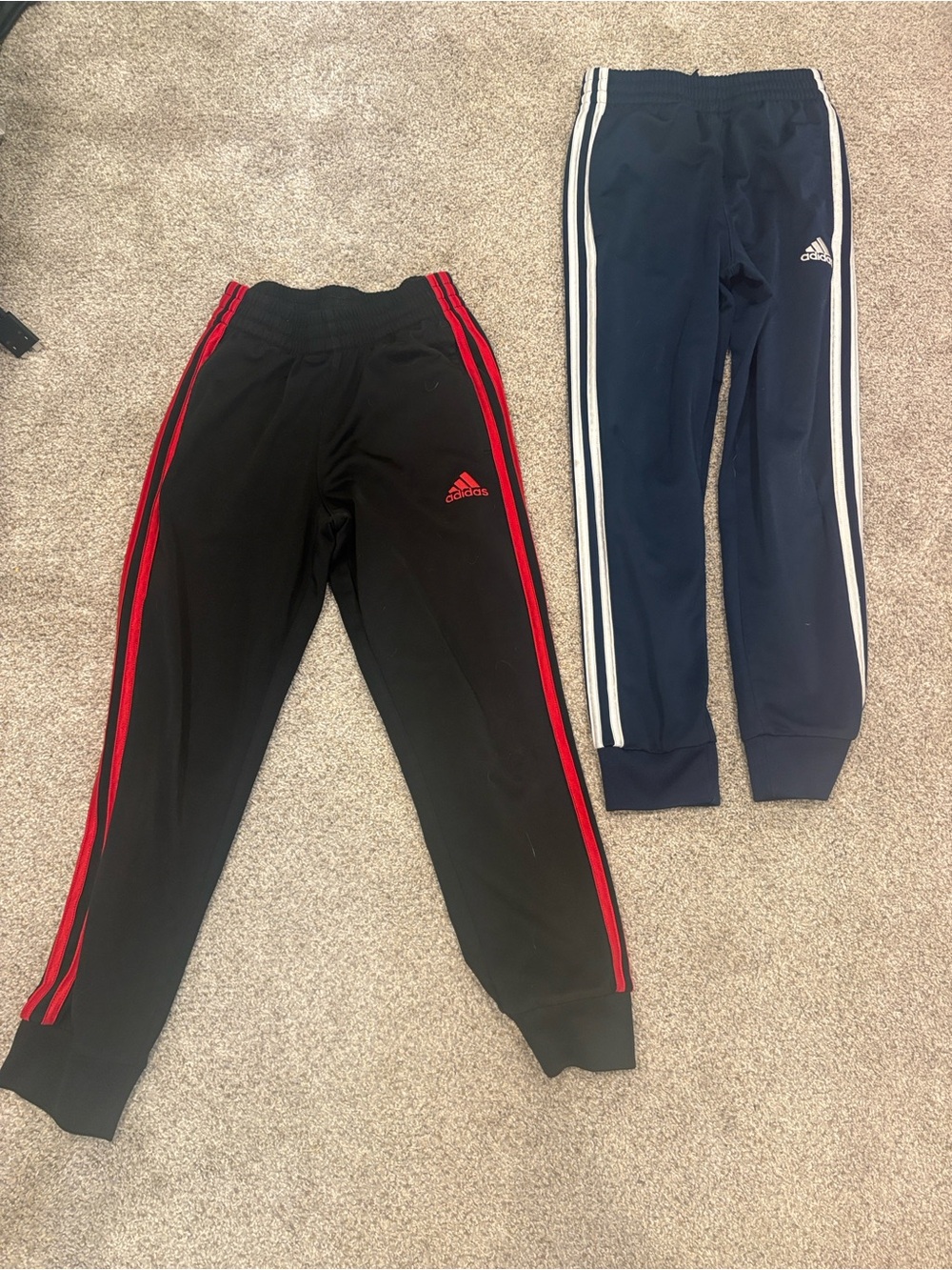 adidas Kids Sweatpants - Black with Red Stripes & Navy with White Stripes